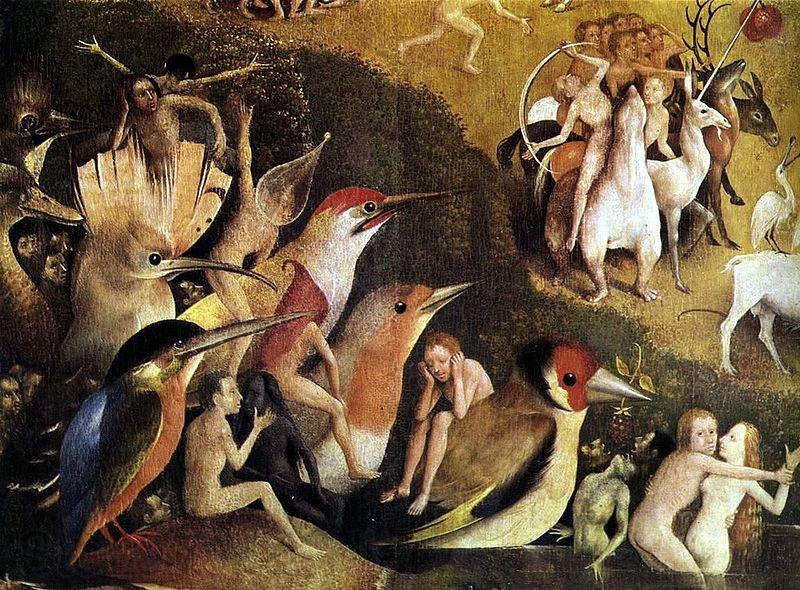 BOSCH, Hieronymus Garden of Earthly Delights tryptich centre panel Spain oil painting art